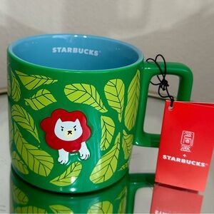 New Starbucks 2024 Green Jungle Moynee Chau Ceramic Mug